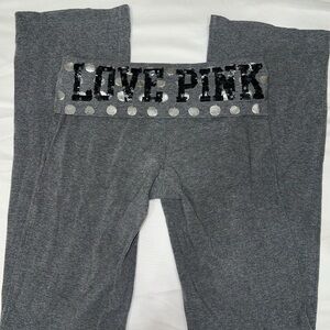 PINK Victoria's Secret Gray Polka Dot Yoga Pants